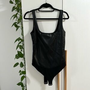 Good American: Scuba Modern Tank Bodysuit in VEGAN LEATHER